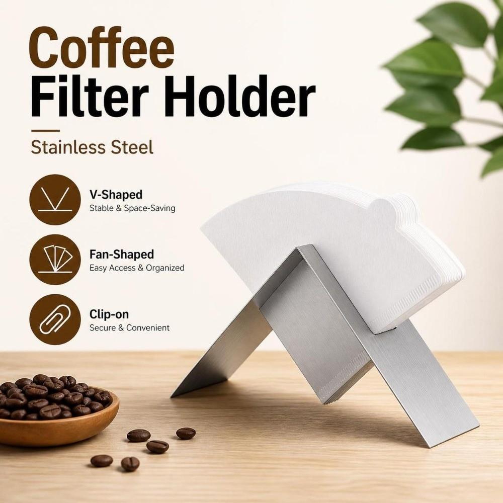 Stainless Steel Coffee Filter Holder V-Shaped Filter Paper Holder Kitchen