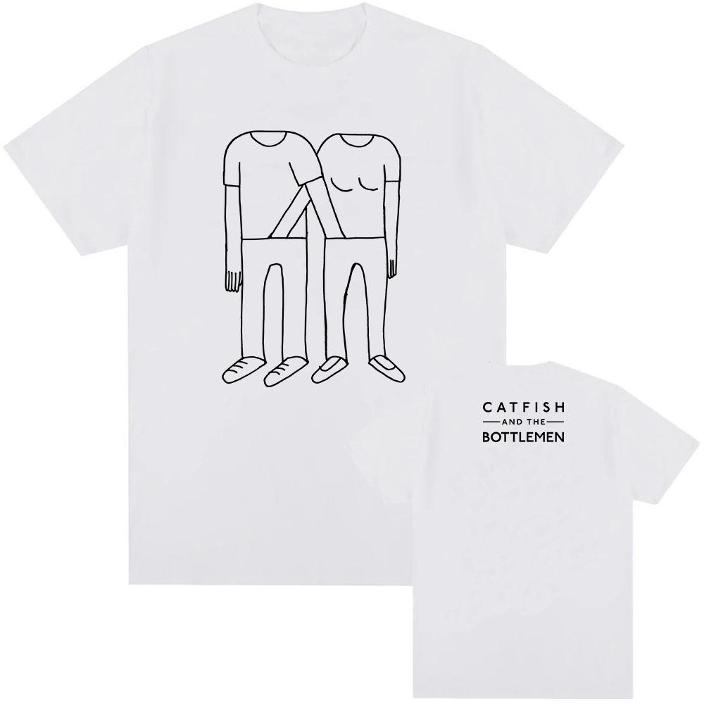 2025Summer Balcony Anniversary Tshirt Rock Band Catfish and Bottle Pattern Tshirt Mens Fashion Pure Cotton Hip Hop Street Top