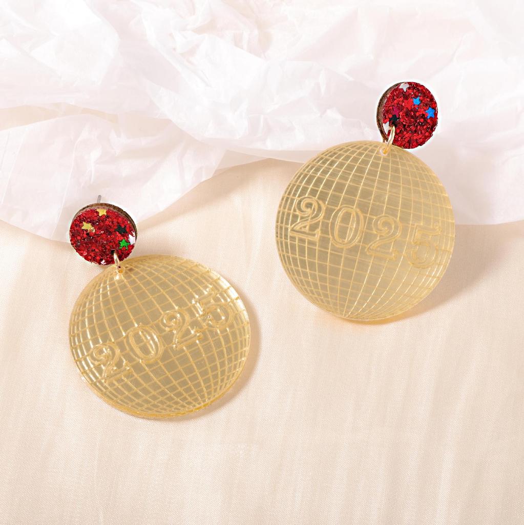 Geometric Round Acrylic Christmas Earrings