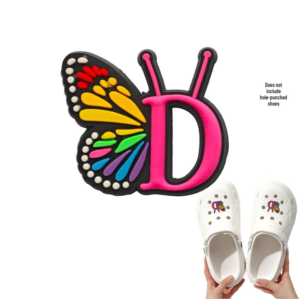 Cross-border Cute Detachable PVC Shoe Ornaments: Butterfly, Letter, Cartoon Designs for Festival and Party Shoes
