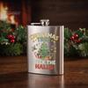 Festive Patterned Drinking Cup Beer Barrel Flask, 8oz Stainless Steel Oil Drum Shaped Flask with Small Gift for Christmas Prints Outdoor Camping Party