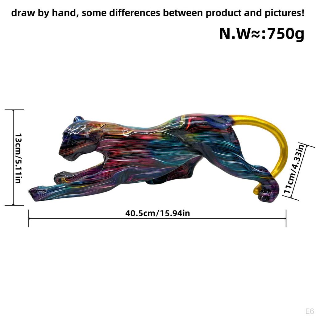 Leopard Figurine Animal Sculpture 16x4.3x5inch Decorative Shelf Decoration Tabletop Ornament for