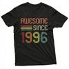 Awesome Since 1996 Retro Rainbow Print Men TShirt Short Sleeve Casual Fashion Tops Cotton Summer Tees Creative Aesthetic Tops