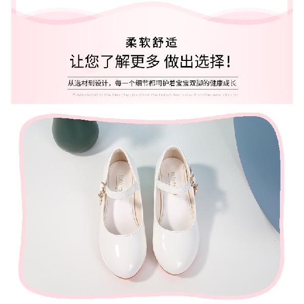 Girls High Heels New White Princess Leather Children's Shoes Performance Student Shoes-40Children's Dance Shoes5