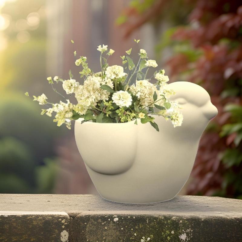 Creative Bird Shaped Cement Planter Silicone Mold for Flower Pots Pen Holder Casting Mold for Garden Decoration