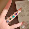 Colorful Oval Green Stone Stacking Thin Rings For Women 925 Silver Minimalist Zircon Adjustable Wedding Bands Finger Jewelry