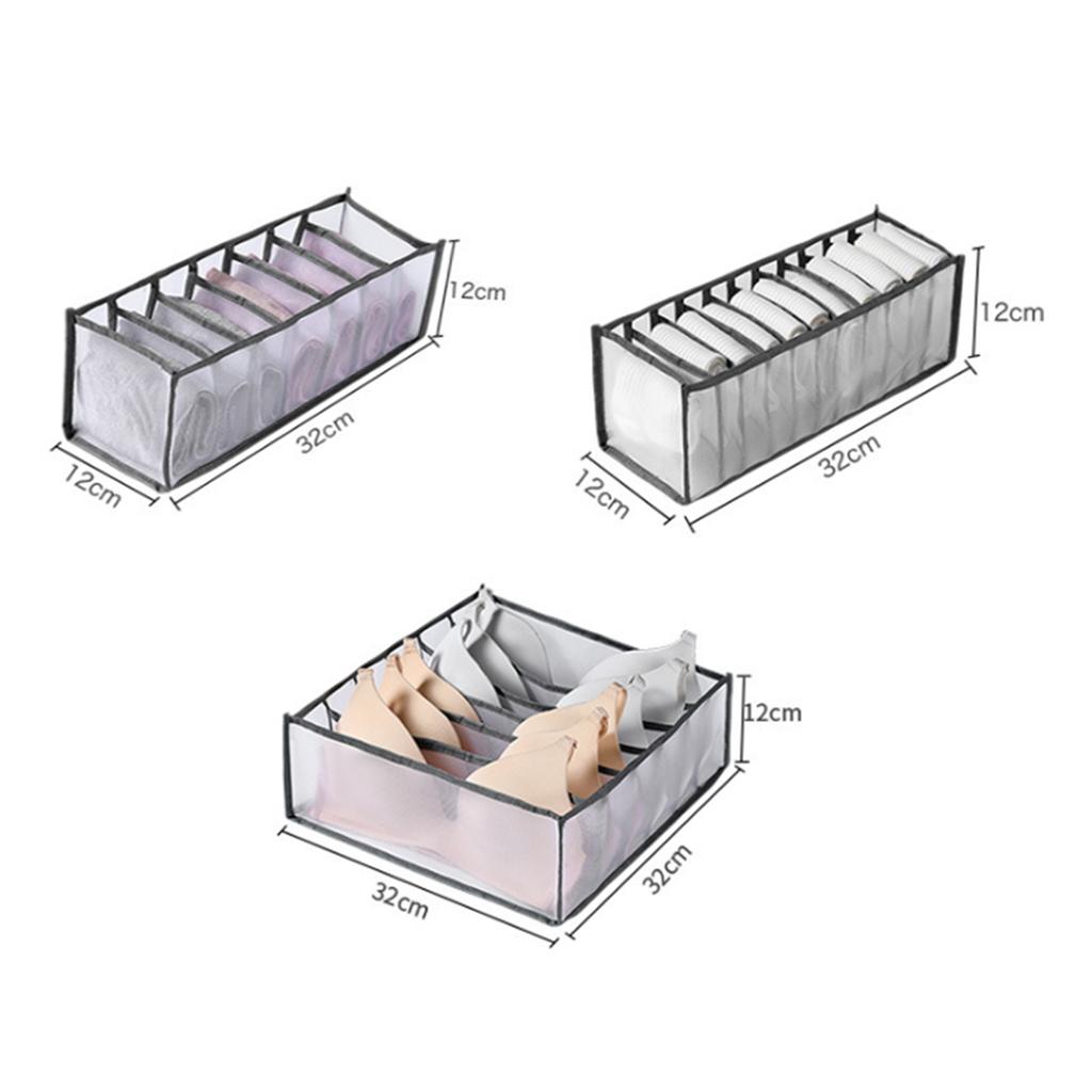 Foldable Underwear Storing Box Home Use Storage Drawer Divider Mesh Grid Organizer for