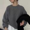 Women's Ribbed Round Neck Wool Sweater - Loose, Slimming Knit Pullover, New Fashion Style