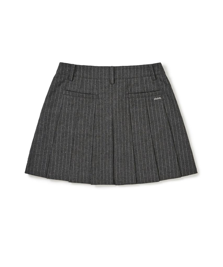 Clove [25Fw Clove] Stripe Pleated Skirt (Charcoal)