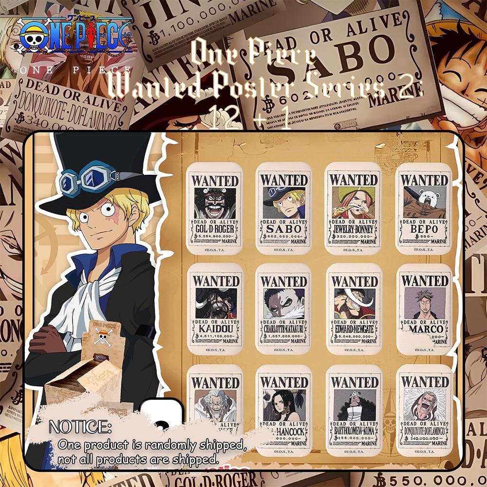 1pc Officially One Piece Wanted Poster Rectangular Badge - Generation 2 Blind Box | Anime Collectible for Decoration and Gifting