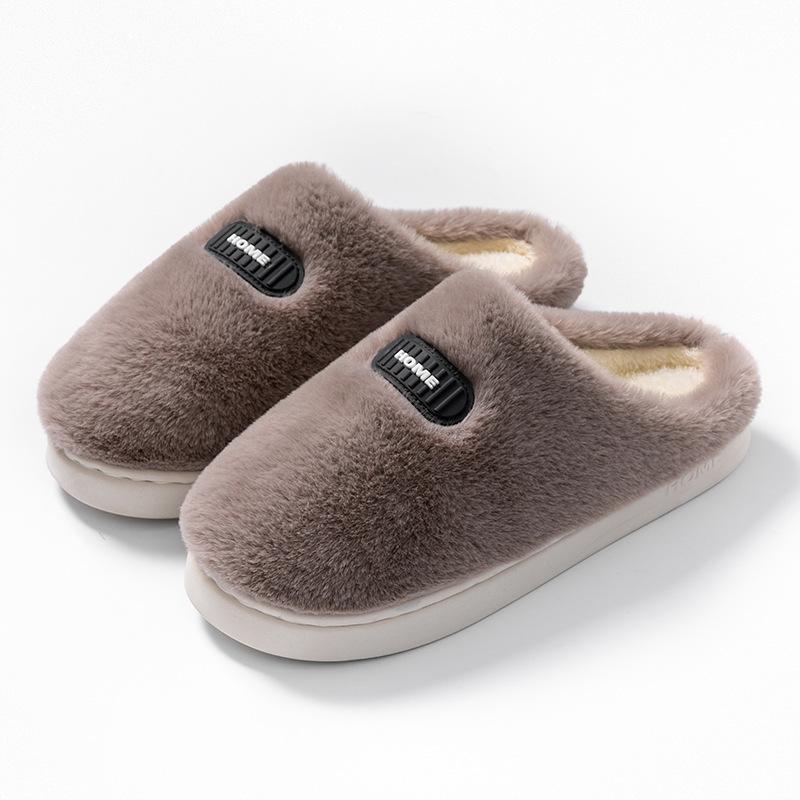 

Осень и зима простые хлопковые тапочки с надписью, бархатные, парные, домашние, комнатные, шерстяные тапочки, домашние хлопковые шлепанцы Size 44-45 [Suitable for 43-44]