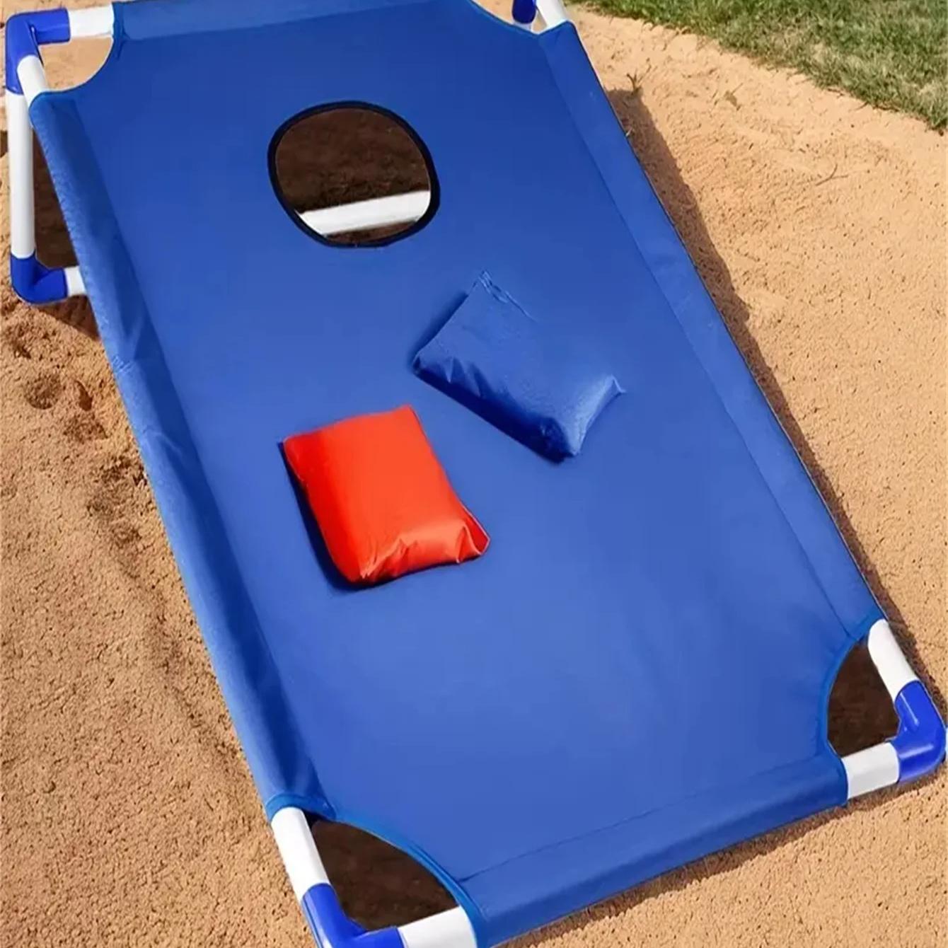 

Портативный игровой набор Corn Hole с 6 мешочками с фасолью, складной и прочный, летняя пляжная игра с мешочками с песком, подходит для вечеринок на открытом воздухе, кемпинга, пляжа и синий