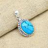 Blue Turquoise Gemstone Handmade 925 Sterling Silver Jewelry Pendant Gift For Grandma