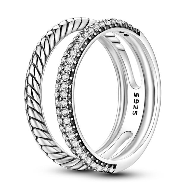 Size 6 -9 Inch Authentic 925 Silver Women Stackable Ring Girl 'S Luxury Wedding Finger Rings