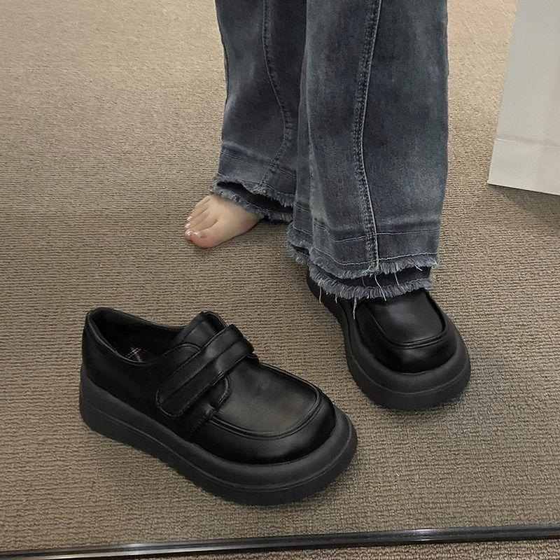 Thick-Soled Big-Headed British Loafers Children'S Autumn And Winter Versatile Height-Increasing College Japanese White Small Leather Shoes