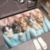 Adorable Cats Floor Mat 1pc – Five Kittens Peeking from Blue Blanket, Charming Pet-Themed Indoor Doormat for Home Decor