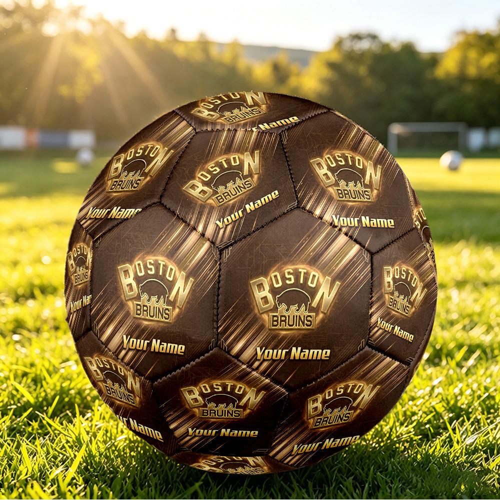 Boston Bruins Size 5 Football, Custom Name Text Personalized Soccer Ball Sport Training Gift