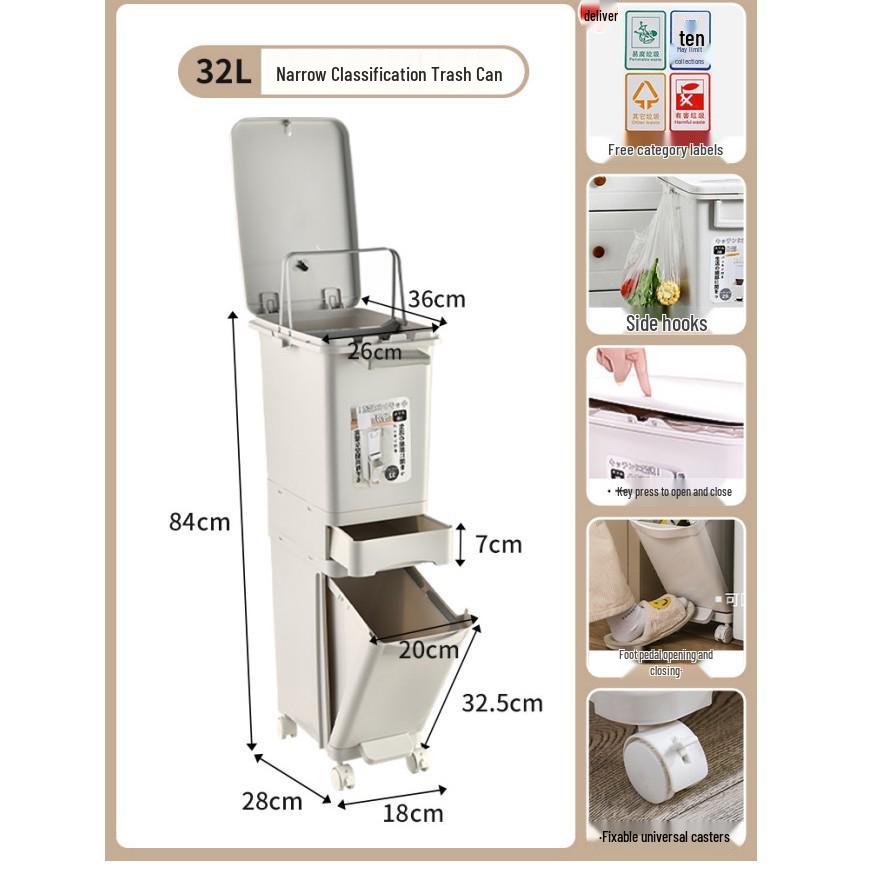 Luxurious Minimalist Dual Compartment Trash Can with Lid & Foot Pedal