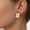 1 Pair Chunky Earrings for Women, Silver/Gold Statement Drop Stud Earrings, Geometric Square Jewelry Gift