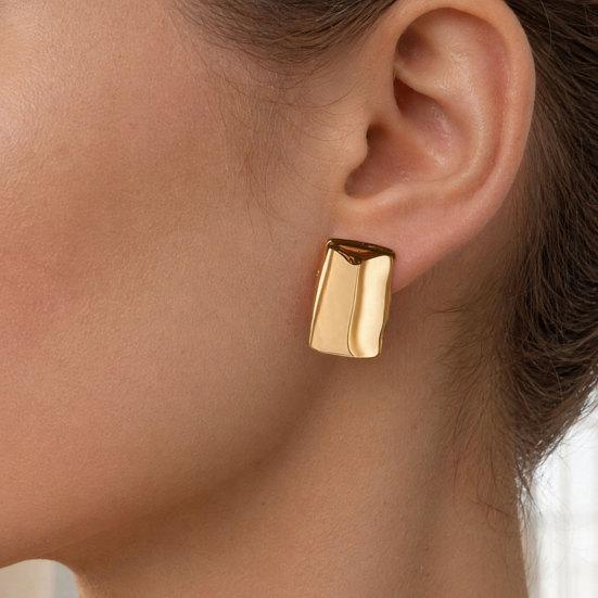 1 Pair Chunky Earrings for Women, Silver/Gold Statement Drop Stud Earrings, Geometric Square Jewelry Gift
