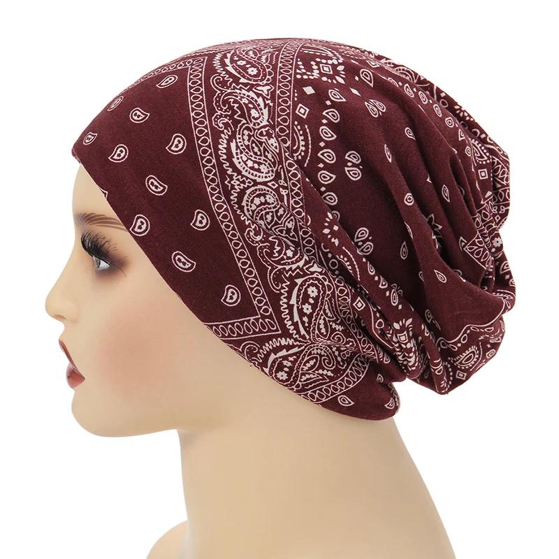 

4pcs New Printed Hijab Cap Muslim Underscarf Wraps Women Turban Hat Bohemian Style Headwraps Ladies Scarf India Hat Chemo Caps