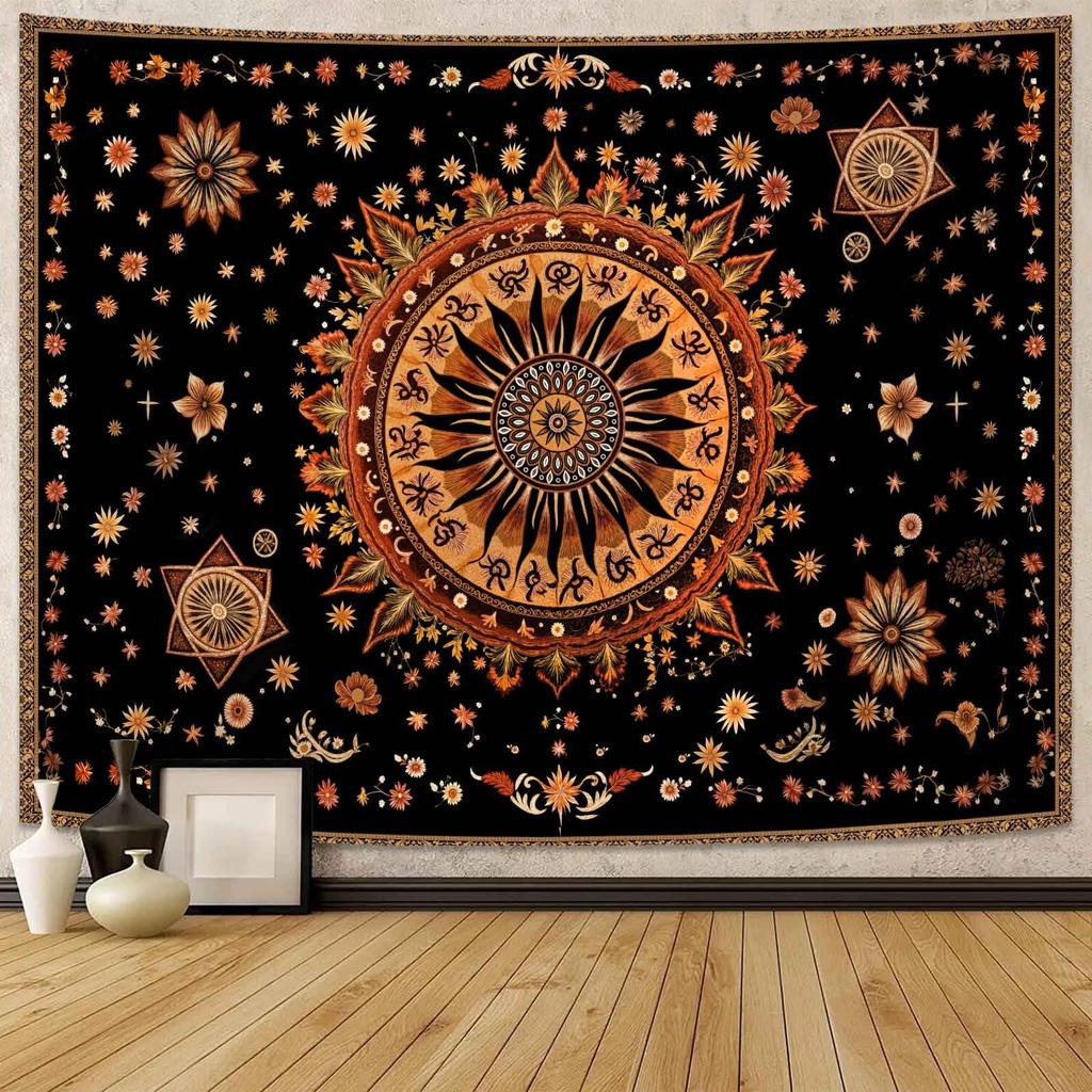 Golden Ginko Tapestry Nature Style Tapestry for Bedroom Celestial Starry Sky Tapestries Wall Hanging Aesthetic Room Decor Full