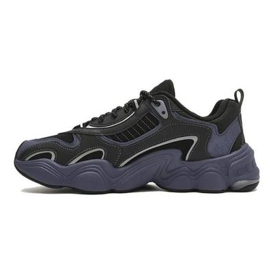 Stoff Synthetisches Leder Vielseitig Schlicht Stoßdämpfend Abriebfest Low Top Dad Shoes Herren Sneaker Schwarz T12M341617FBK