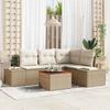 Garden Sofa Set with Storage 5 Pcs Beige and Cream Poly Rattan