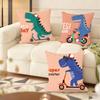 Cartoon Dinosaur Cute Cushion Cover Soft Plush DoubleSided Printed Sofa Pillow Cushion Cover  Cozy AllSeason Decor Gift