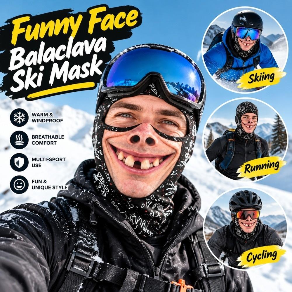 3D Printed Funny Realistic Face Ski Mask Warm Ski Mask Funny Balaclava Face Cover Cosplay