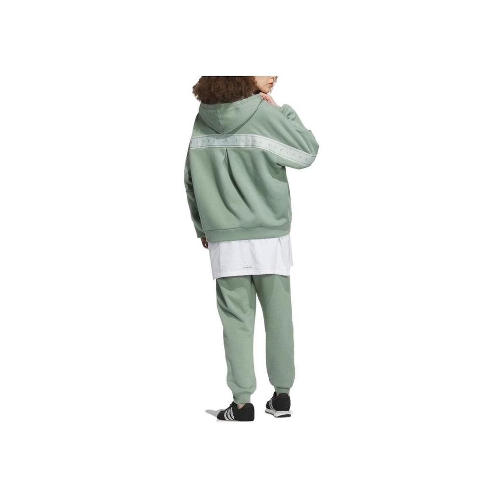 Adidas Loose Fit Zip-Up Hoodie With Drawstring Long Sleeve Jacket Women Jackets Matcha IK9894
