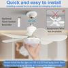 Ceiling Fan Light, Screw In Small Ceiling Fan with Remote, 3 Wind Speed, Dimmable LED, 3000-6500K,6 White Blades, 20.5 Inch