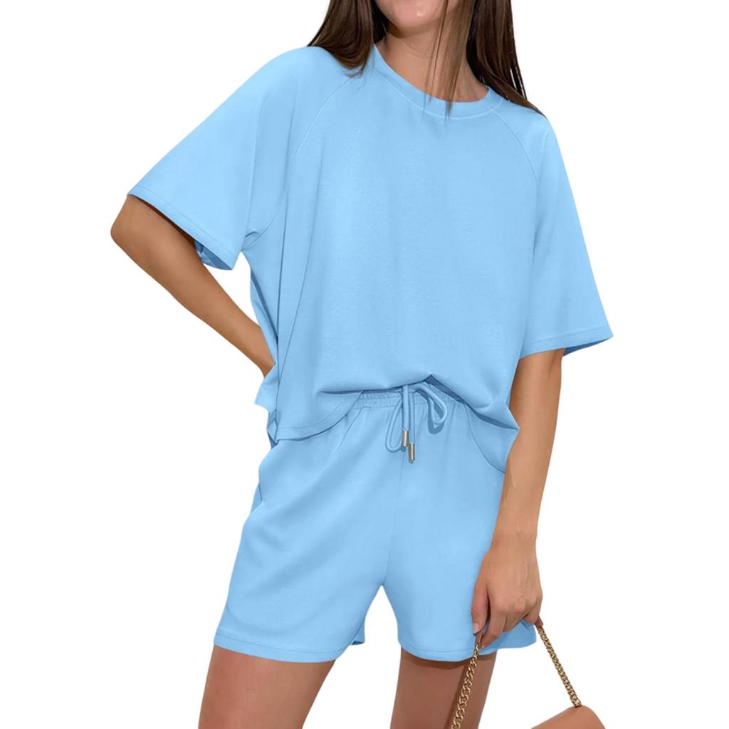 Women's Two,Piece Summer Slightly Loose Top And Pants Casual Set