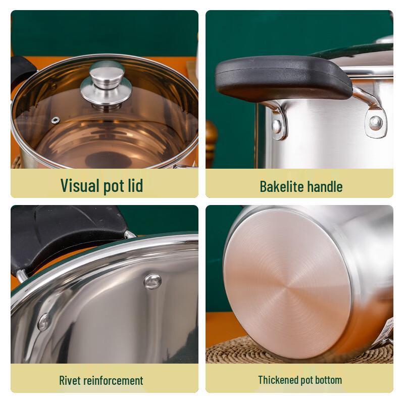 JIESITONG Stainless Steel Non-Stick Soup Pot with Steamer