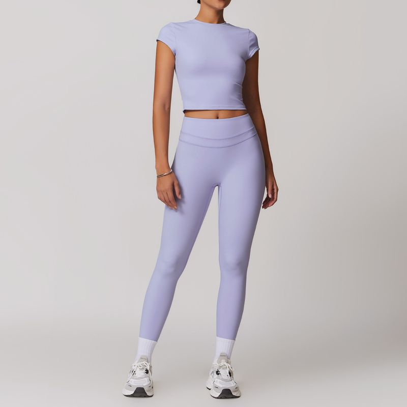 Guangzhou Zechuang Clothing Co., Ltd. Brushed Tight Back Yoga Suit Stretch High Waist Workout Clothes for Women Running