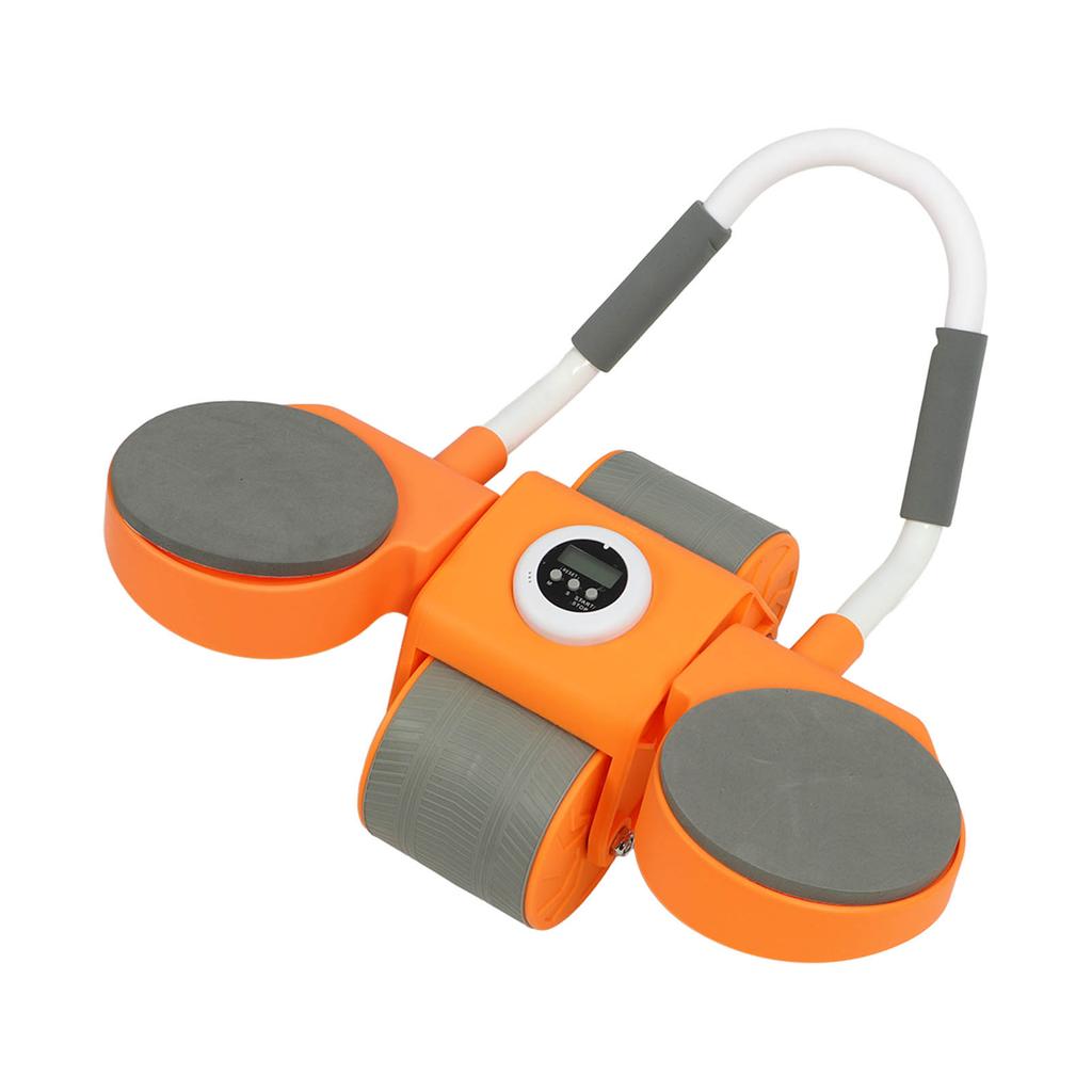 Automatic Rebound Abdominal Exercise Roller with Timer Orange Double Wheel Abdominal Roller for Home Gyms