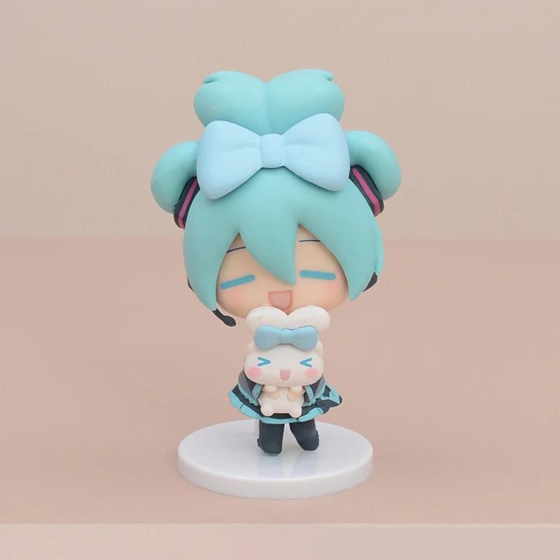 10CM Anime Hatsune Miku X Cinnamoroll Figure Q version Peripheral Collectible Models Decorative Decorations Children Kawaii Gift