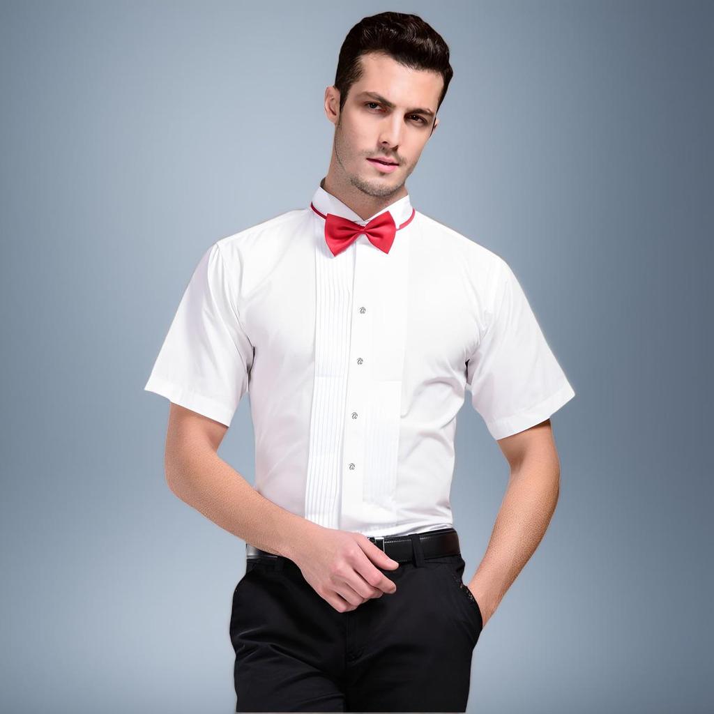 Herren Langarm Schwarz & Weiß Bühnenperformance Hemd