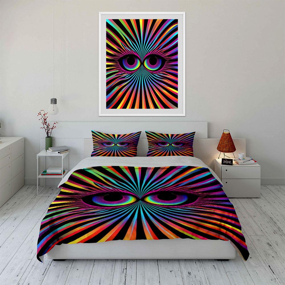 Colorful Optical Illusion Art Decor Soft Comfortable Duvet Cover Bedding Set Included 1*Duvet Cover & 2*Pillowcases, Gift