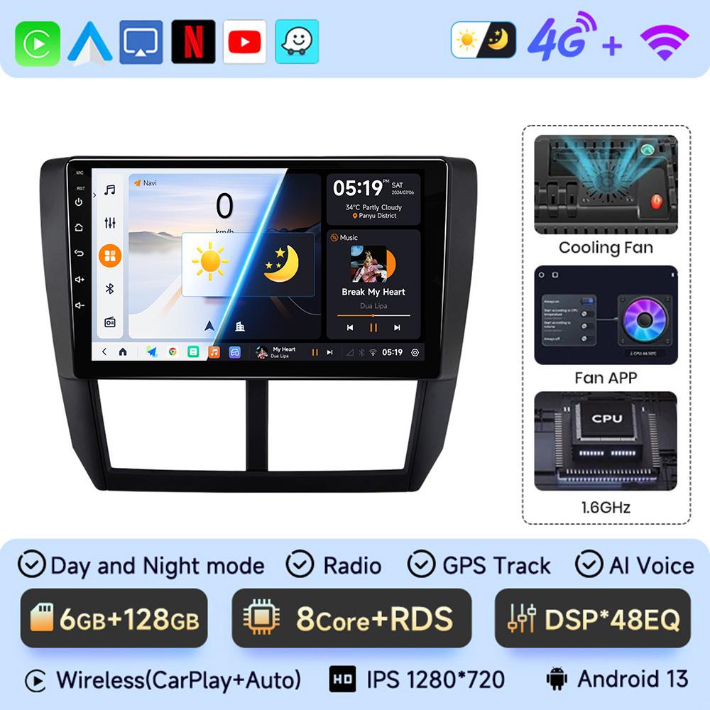 JIUYIN Android 13 Carplay Car Radio For Subaru Forester 3 SH 2007-2013 For Impreza GH GE 2 Din Multimedia Player 2 Din Head Unit