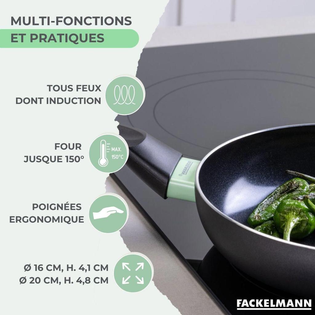 Set De 2 Poêles - FACKELMANN - Brandao - Antiadhésives Céramique - 16 Et 20 Cm
