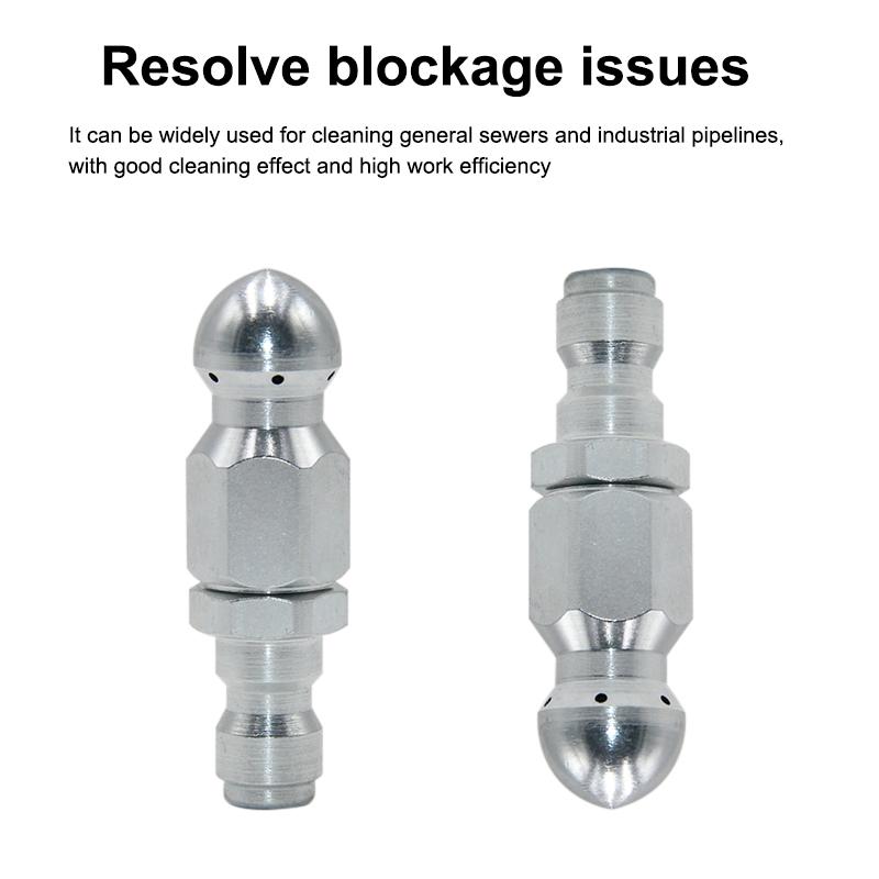 Water Rat Stainless Steel High-pressure Nozzle 1/4 Quick Connect Sewer Clean Drain Unclog Front One Back Six Springler Head