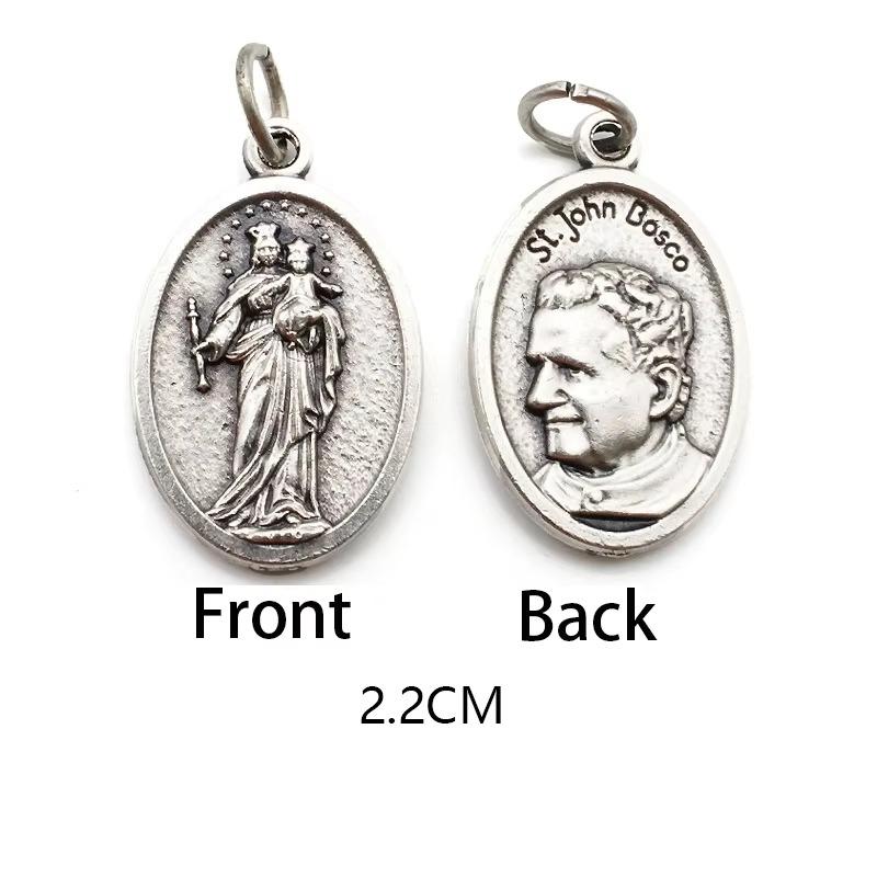 Breloques métalliques réversibles pour colliers, bracelets, accessoires de bricolage, grande médaille ovale de saint pour tout type de chaîne ou de collier, bijoux chrétiens