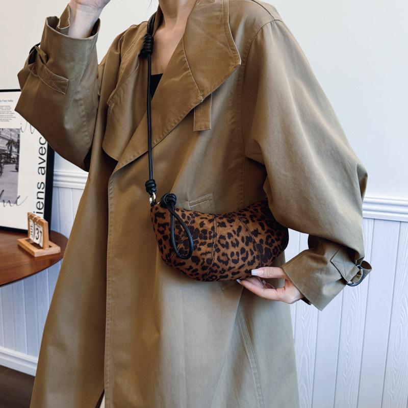 European And American Retro Bags, Women'S Fashion Messenger Croissants, Dumplings, Leopard Print Tide Bags