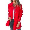 2025 autumn and winter new women's clothing solid color lapel with pocket cardigan single-breasted medium and long coat