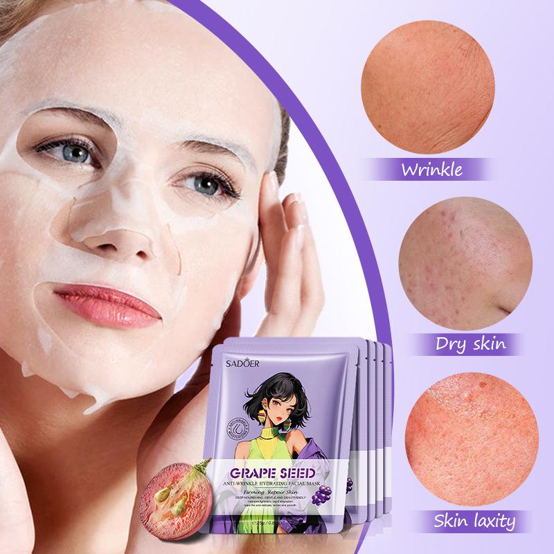 3 Stück Traubenkern-Serie Maske 25g Tiefenwirksame Anti-Falten Feuchtigkeitsspendende Maske