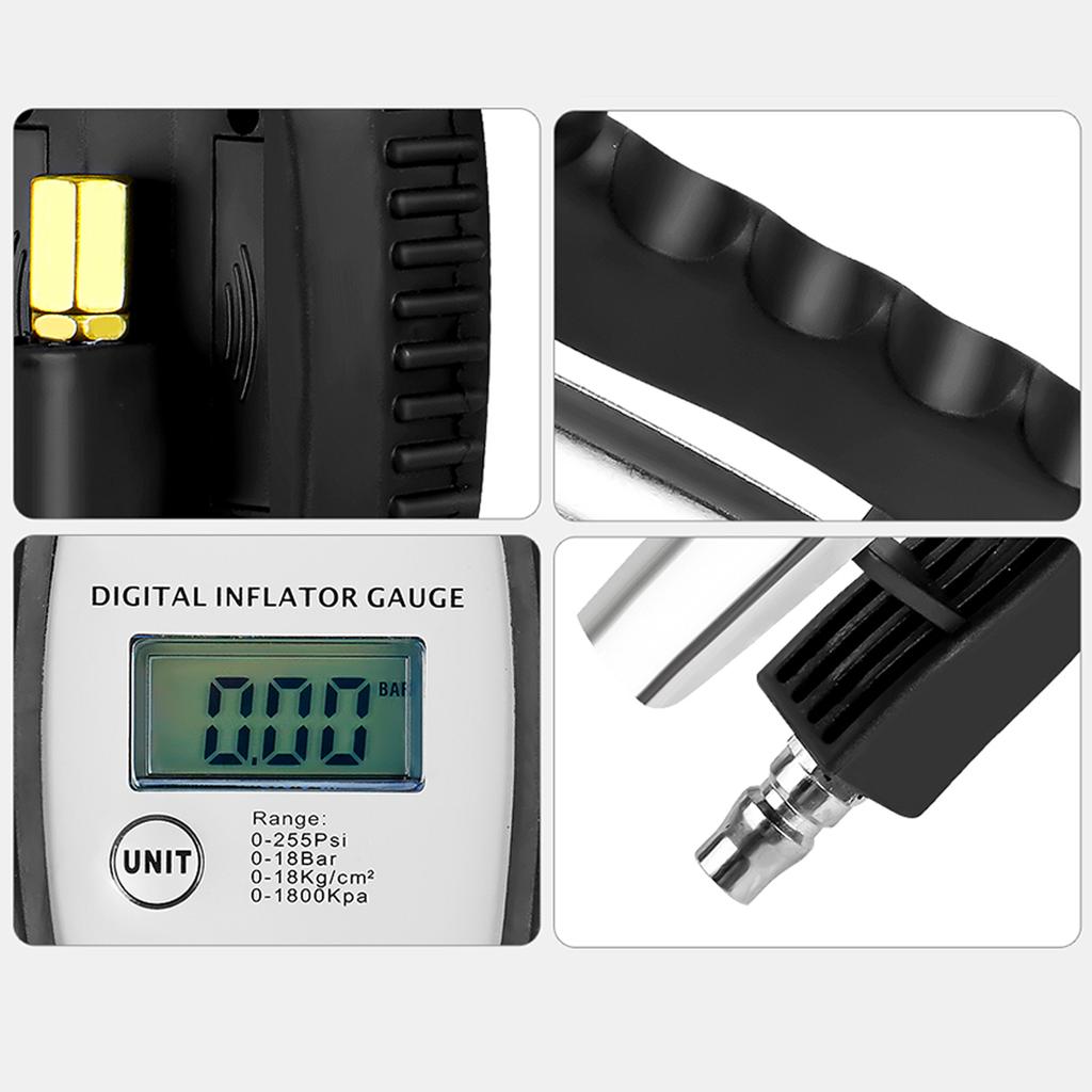 Digital Electronic Tire Pressure Gauge with Air Filling Gun, Car Tire Inflation Tool for Air Pressure Measurement & Inflation