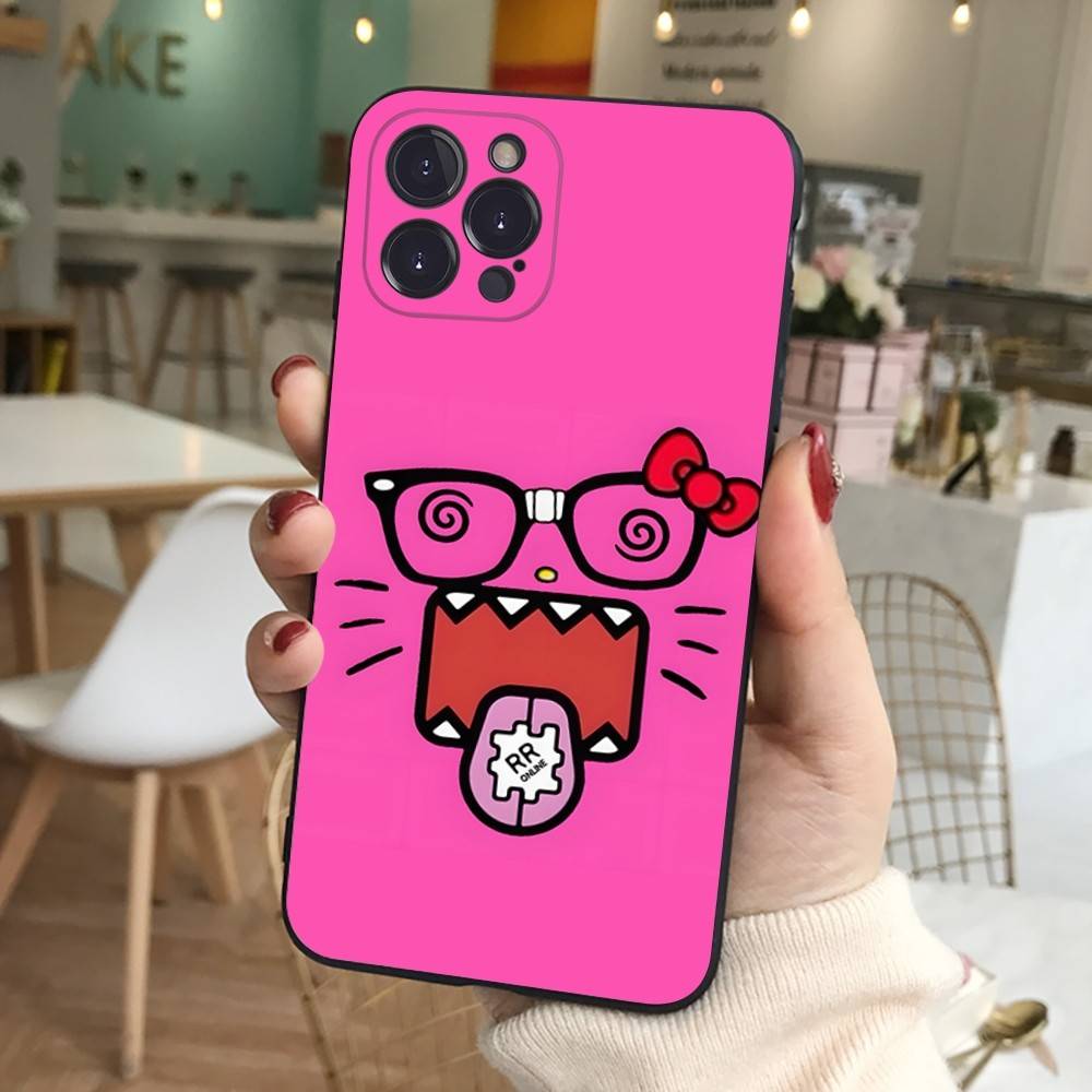 Cute Domo-Kun Black Soft Phone Case For IPhone 16 15 14 13 11 12 17 Pro Max Mini Plus