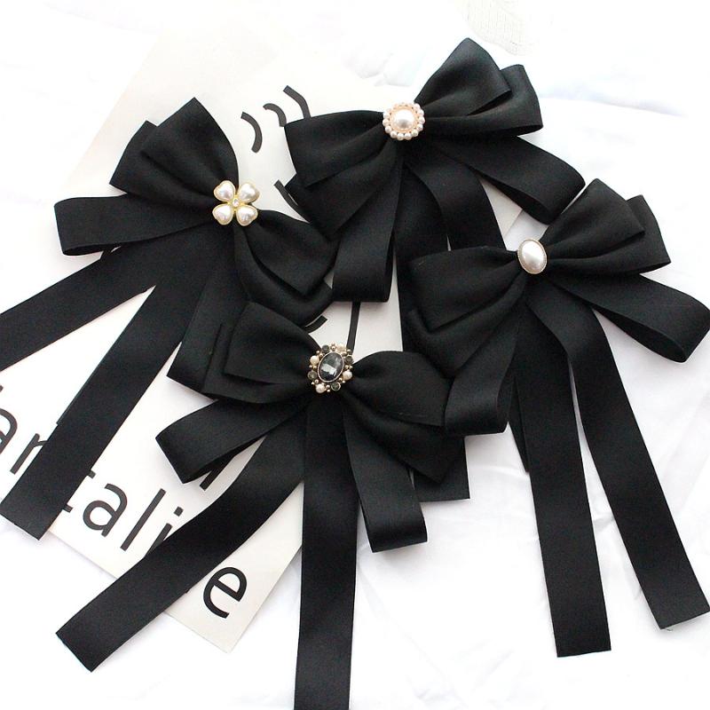 Black Bow Tie Rhinestone Bowknot Brooches For Women Shirt Collar Corsage Jewelry Clothing & Accessories