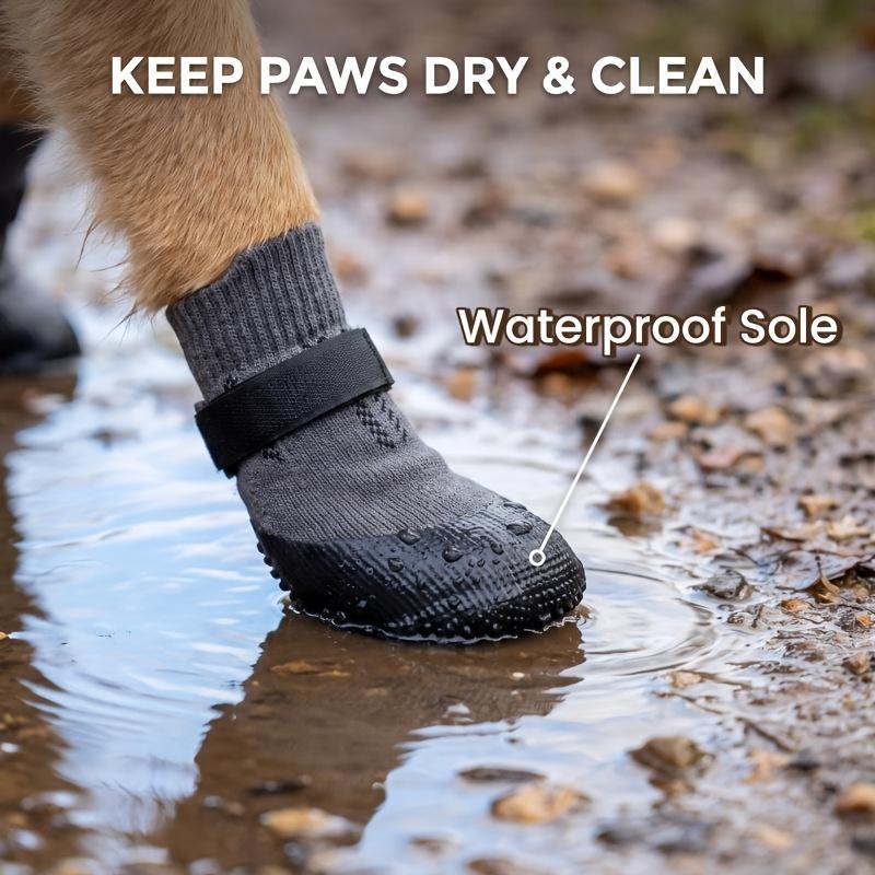 4pcs Dog Socks with Anti-Slip Adjustable Straps & Stay-On Paw Protectors Suitable for Small & Medium Dogs, / Traction Sole